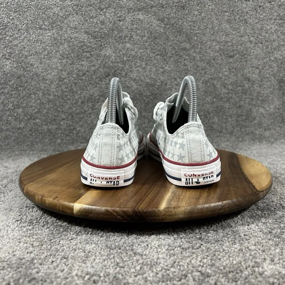 Converse Chuck Taylor All Star Kids Size 4 Gray White Stars Stripes Shoes Used